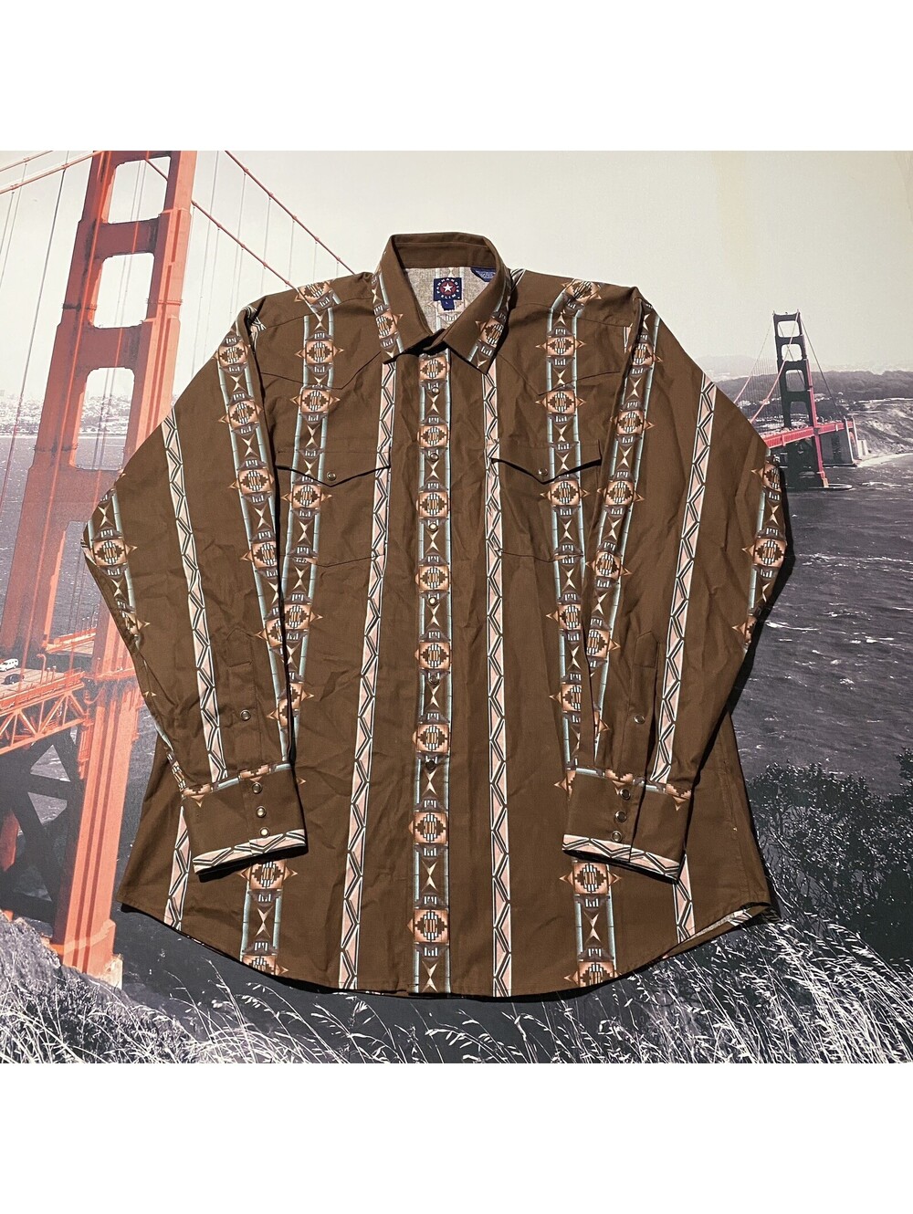 Panhandle Slim Shirt Men Sz Large Western Pearl Snap Long Sleeve Aztec Pattern